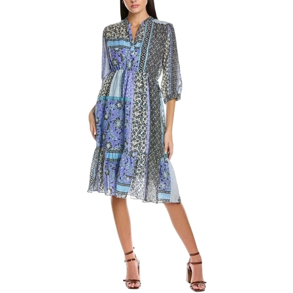 NWT Johnny Was Workshop Marrakesh Blue Black
Patchwork Midi Dress with Slip M